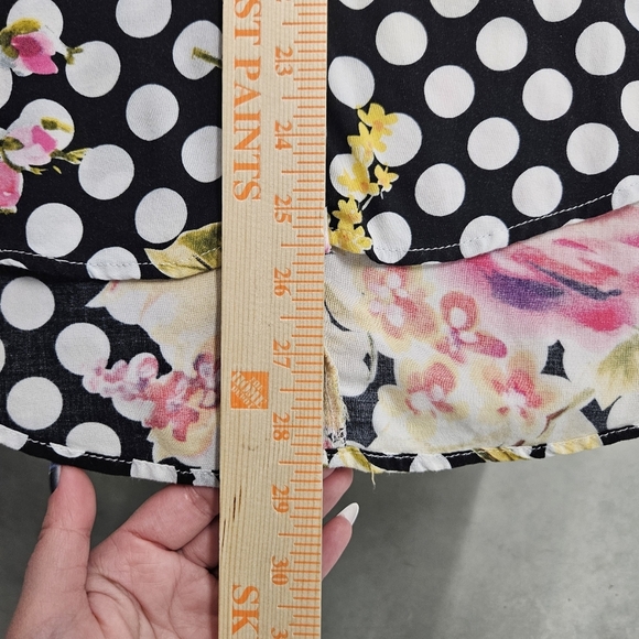 0029 Cirana Polka Dot Floral Lace Button Up Black White Pink Office Size Medium - Picture 12 of 14